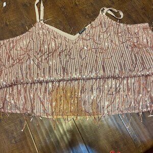TORRID Sequin Gold and Beige Party Tank